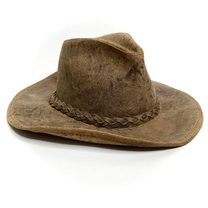 Coyote Leather Henschel Hat Brown Outdoor Rugged Braided Band Mens M Vintage USA