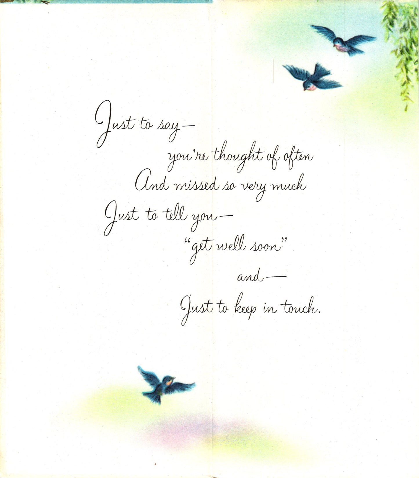 Get Well Soon - Feeling Better - Slim Vintage Greeting Card - Gold Stamped + Embossed