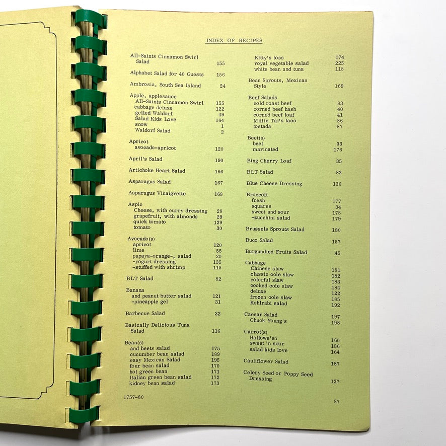 St. John's Divine Salads 1981 Tumon Bay, Guam, Mariana Islands - 80s Vintage Spiral Bound Illustrated Recipe Book