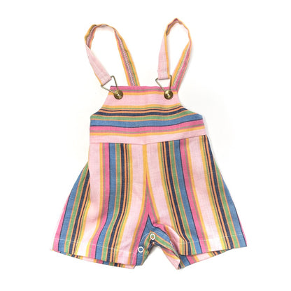 Colorful Striped Pink Linen Overalls 6-9M