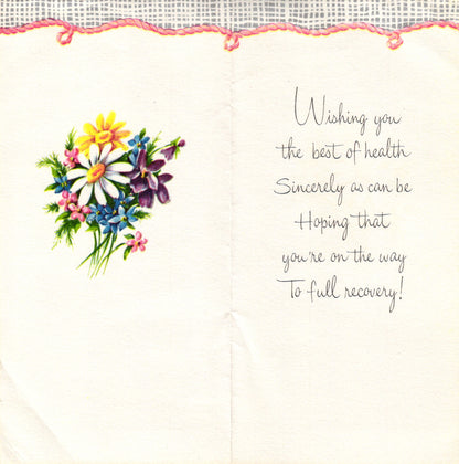 Get Well Soon - Flowers - Slim Vintage Greeting Card