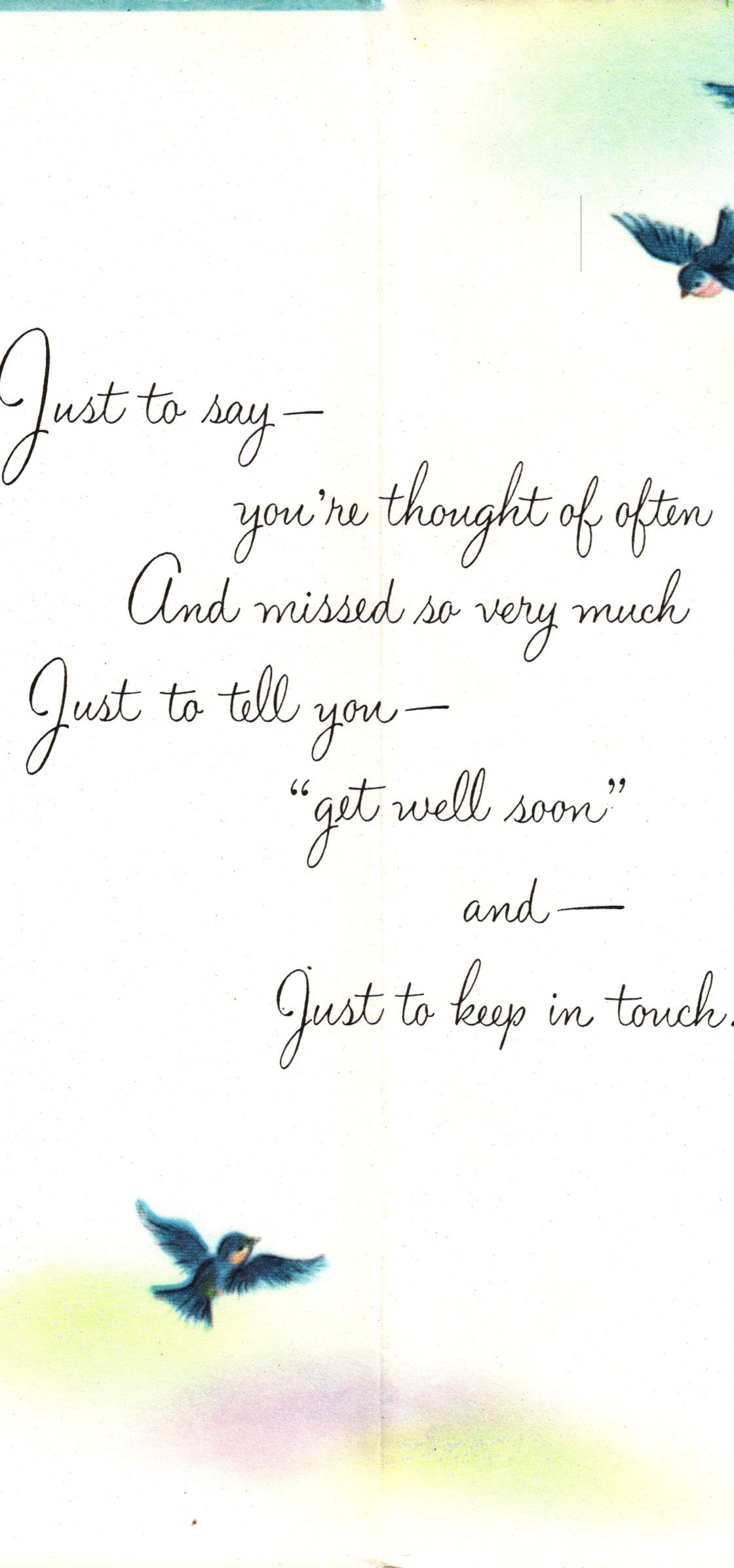 Get Well Soon - Feeling Better - Slim Vintage Greeting Card - Gold Stamped + Embossed