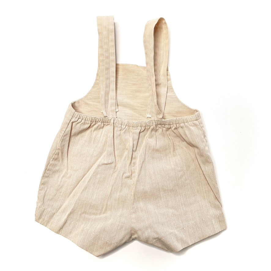 Bus & Cars Embroidery Woven Beige Overalls 9M