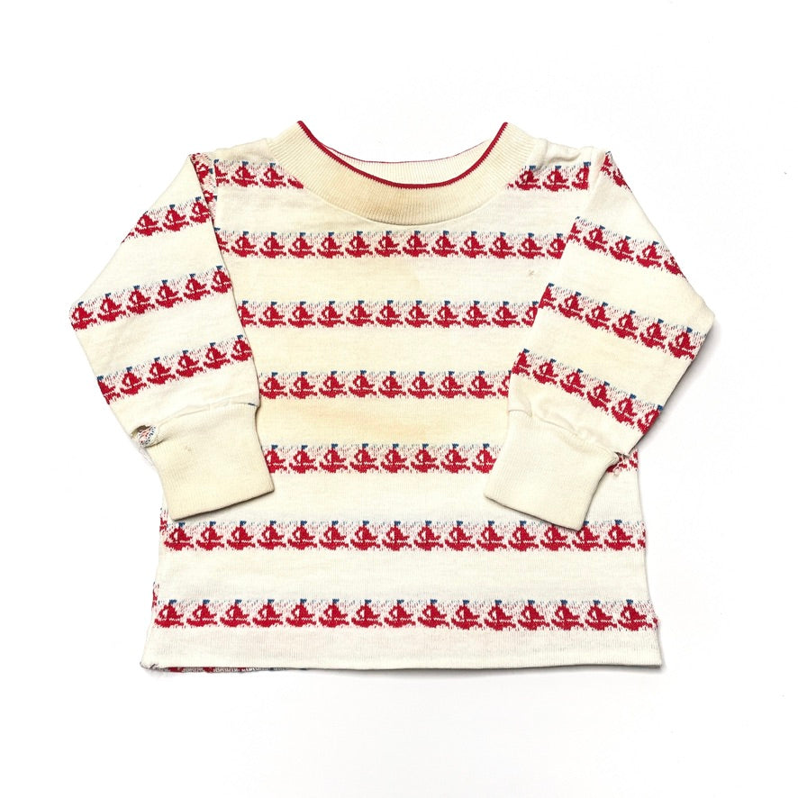 Sailboat Pattern Long Sleeve Shirt *Damage* 9M