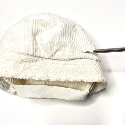 Light Cream Corduroy Brimmed Winter Cap