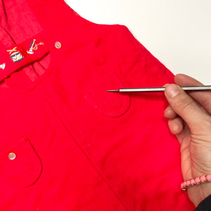 Musical Instruments Embroidery Red Onesie Romper *Damage* 9M