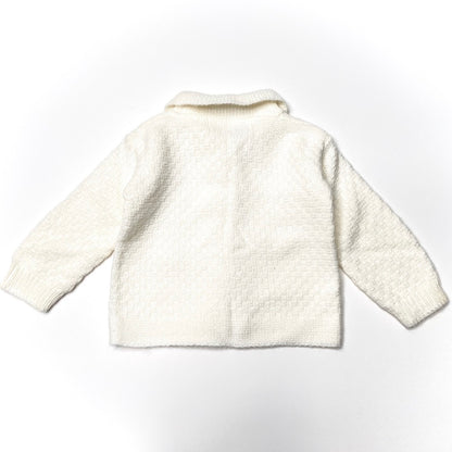 White Textured Knit Cardigan Sweater 3M