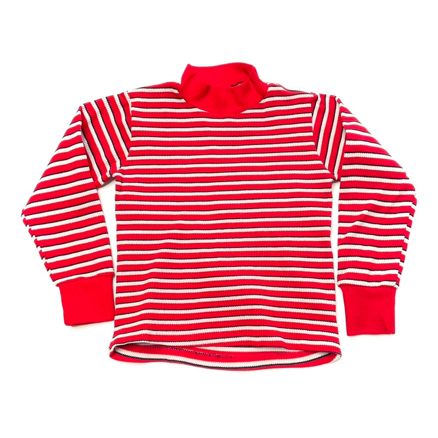 Red Striped Thermal Turtleneck Long Sleeve T-Shirt 2T