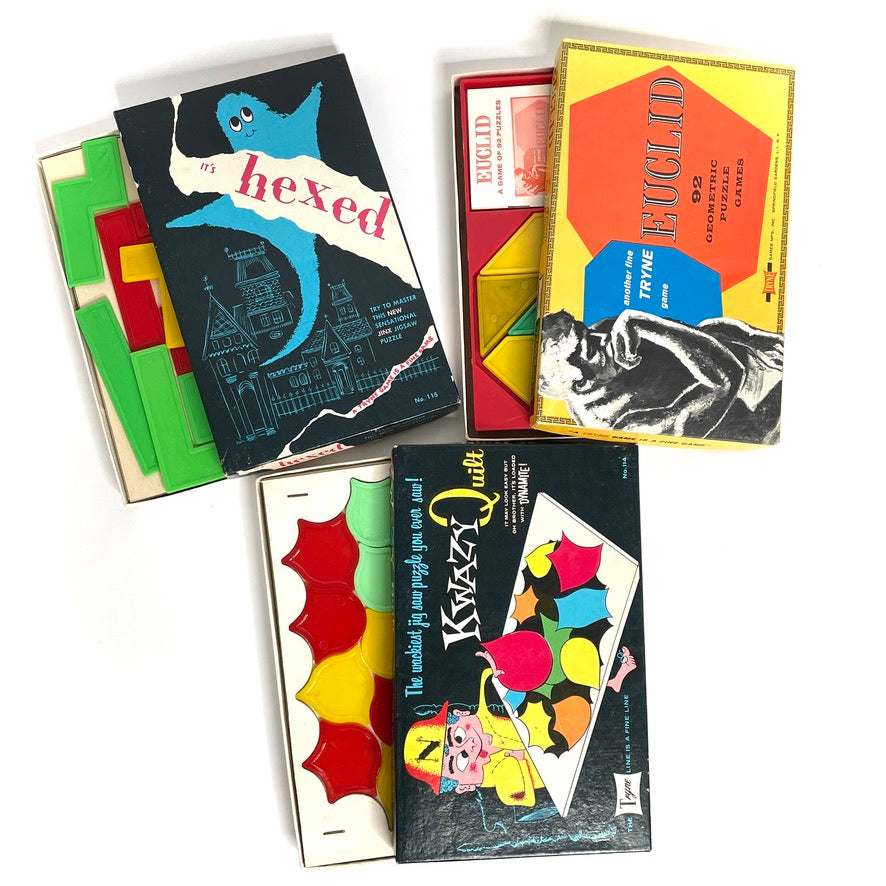 Tryne Brainteaser Puzzle Lot of 3 - Vintage 60s Geometric Puzzle Games