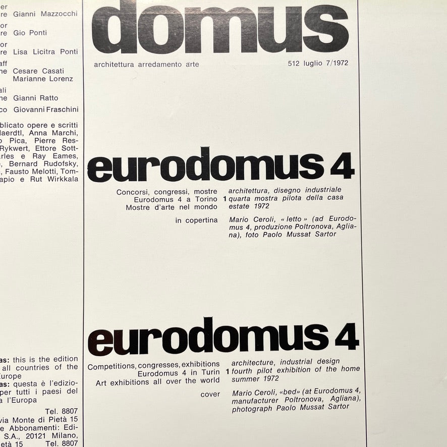 Domus No. 512 1974 Italian Design Magazine