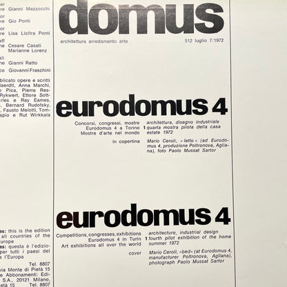 Domus No. 512 1974 Italian Design Magazine