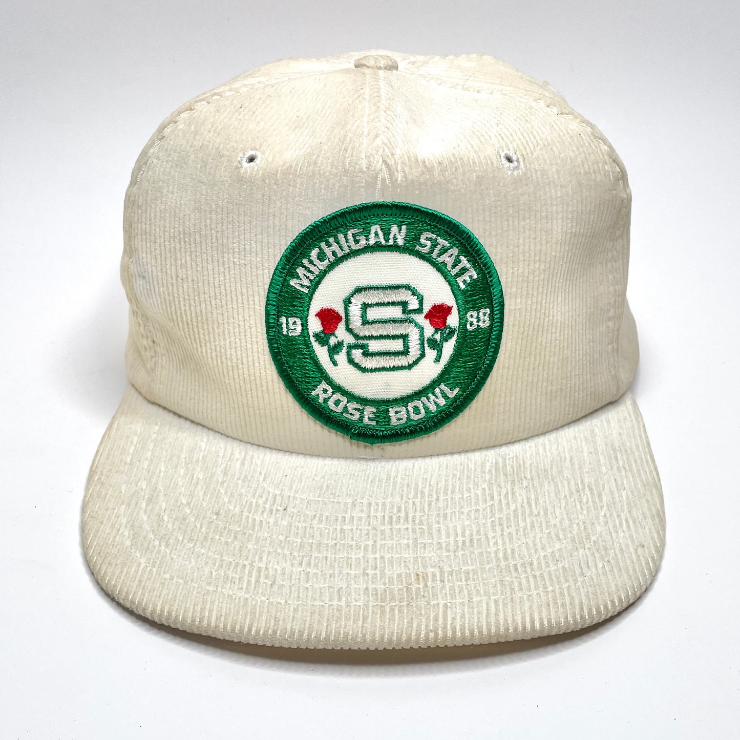 Michigan State Rose Bowl 1988 Corduroy Vintage Snapback Hat - White
