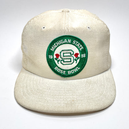 Michigan State Rose Bowl 1988 Corduroy Vintage Snapback Hat - White
