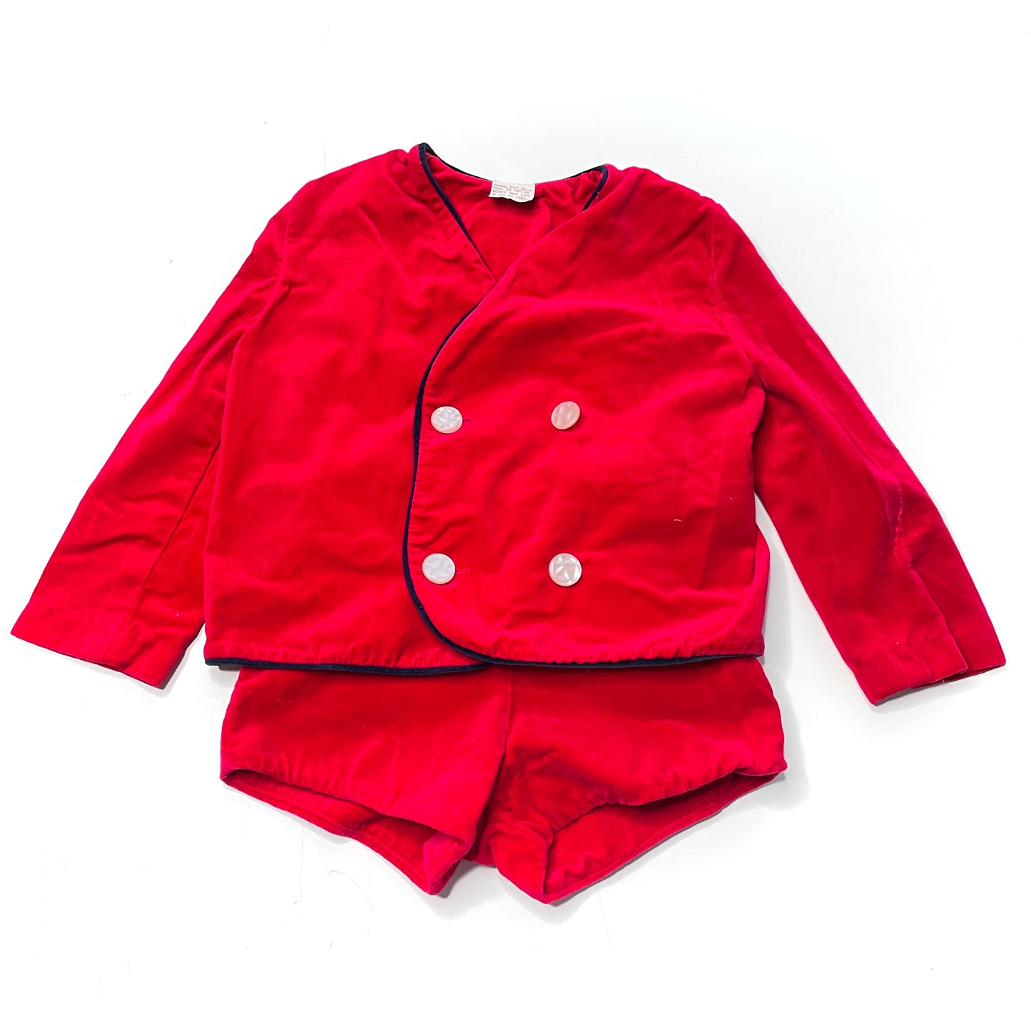 Red Velveteen Two-Piece Lounge Wear Pajamas 2T
