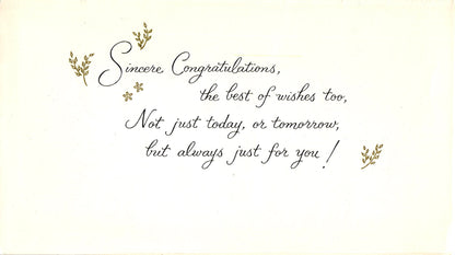 Congratulations - Best Wishes - Glossy Slim Vintage Greeting Card - Gold Stamped + Embossed