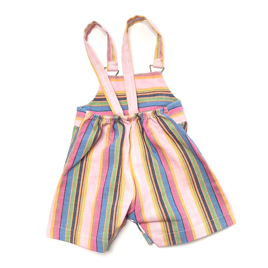 Colorful Striped Pink Linen Overalls 6-9M