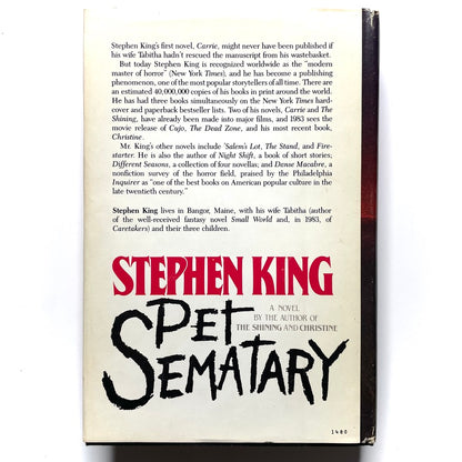 Pet Sematary Stephen King Hardcover Book *1st Book Club, 1st Print* 1983 Doubleday