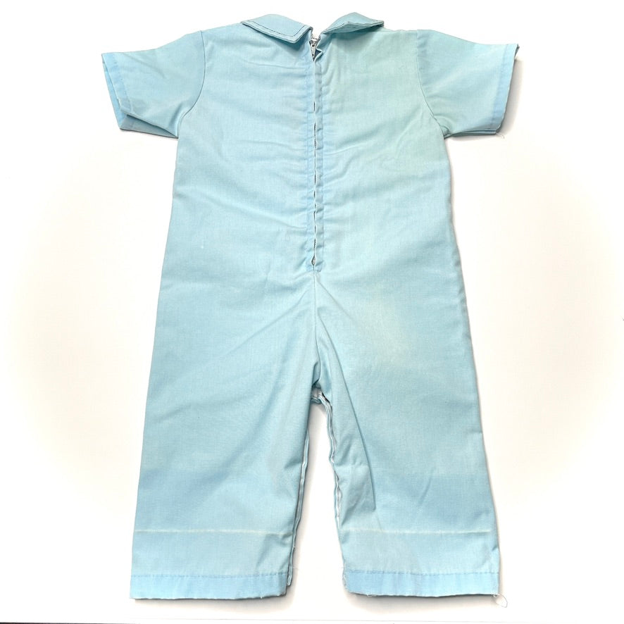Winking Mouse Embroidery Blue Jumpsuit 12-18M