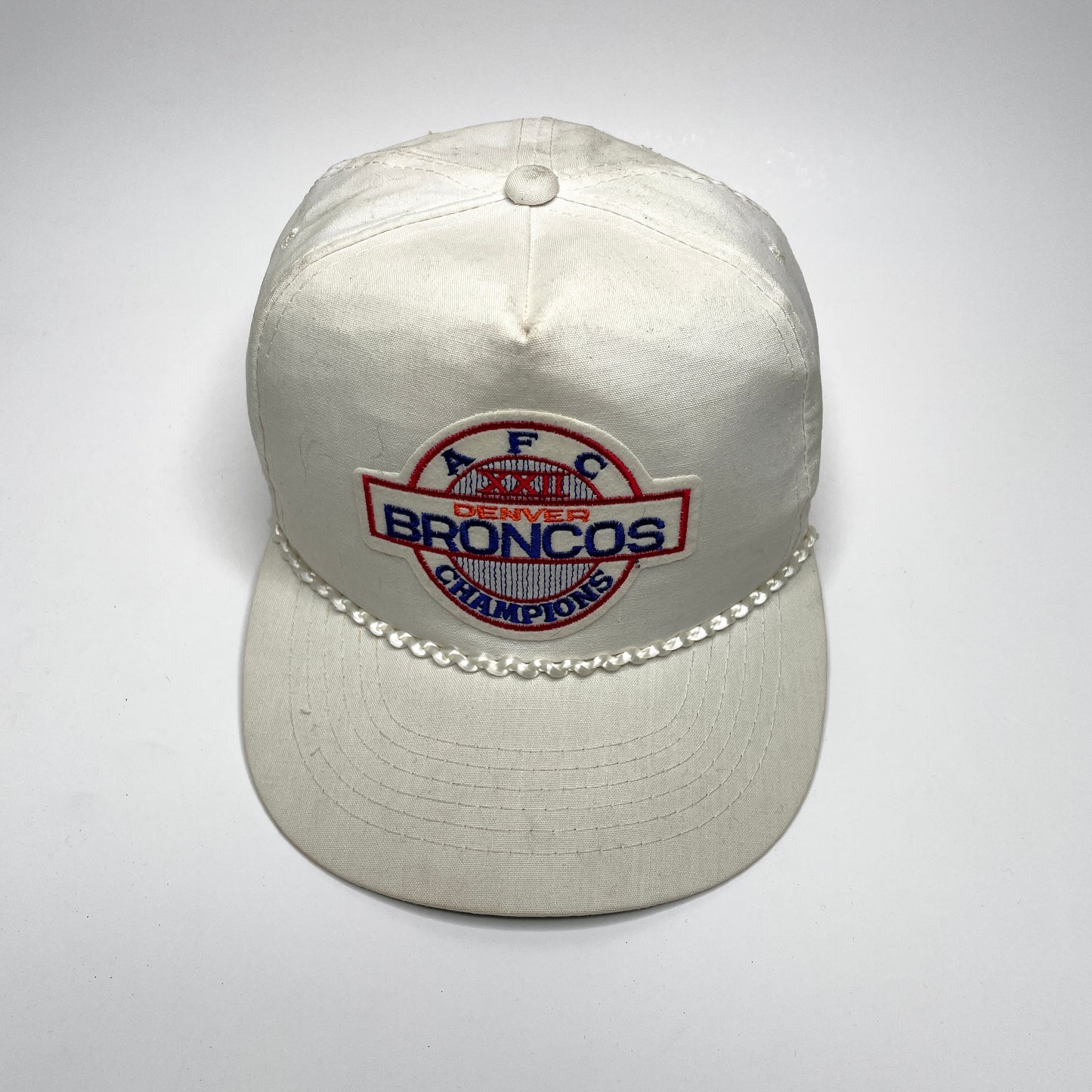 Denver Broncos AFC Champions 1987 Vintage Rope Snapback Hat - White
