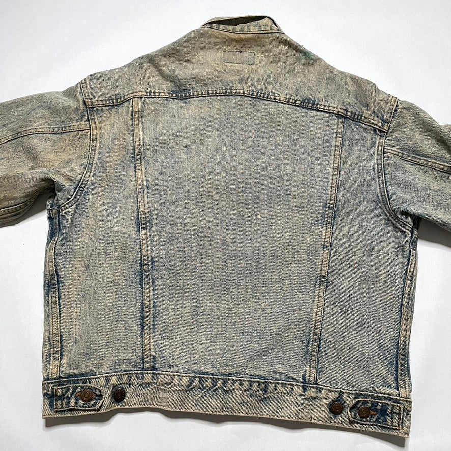 Levis Light Wash Vintage Denim Jacket Heavily Worn Distressed Acid Faded Mens L