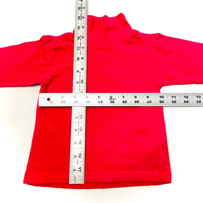 Red Cotton Turtleneck Long Sleeve T-Shirt 3T