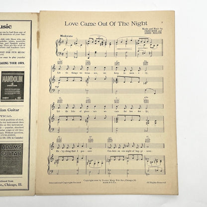 Love Came Out of the Night 1936 Sheet Music