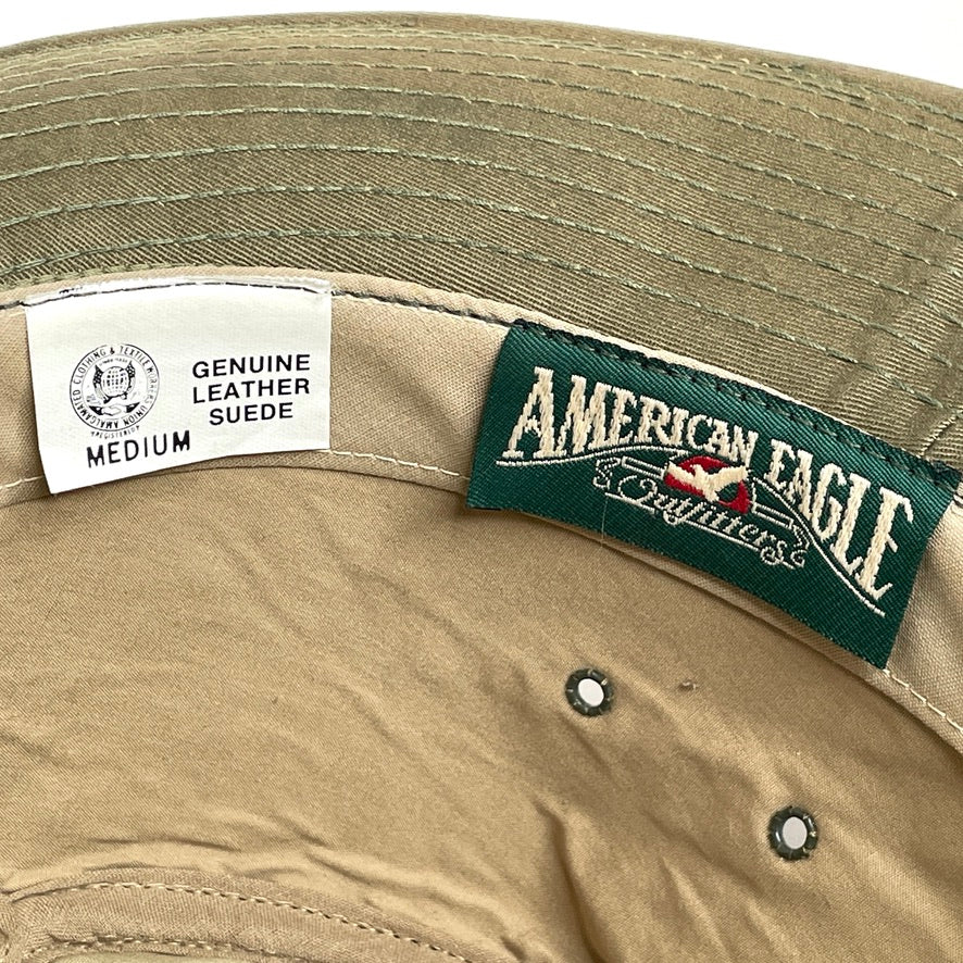 Leather Suede Trail Hiking Hat Outdoor Vintage American Eagle Mens M Army Green