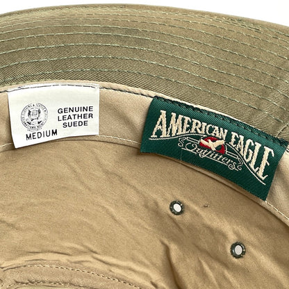 Leather Suede Trail Hiking Hat Outdoor Vintage American Eagle Mens M Army Green
