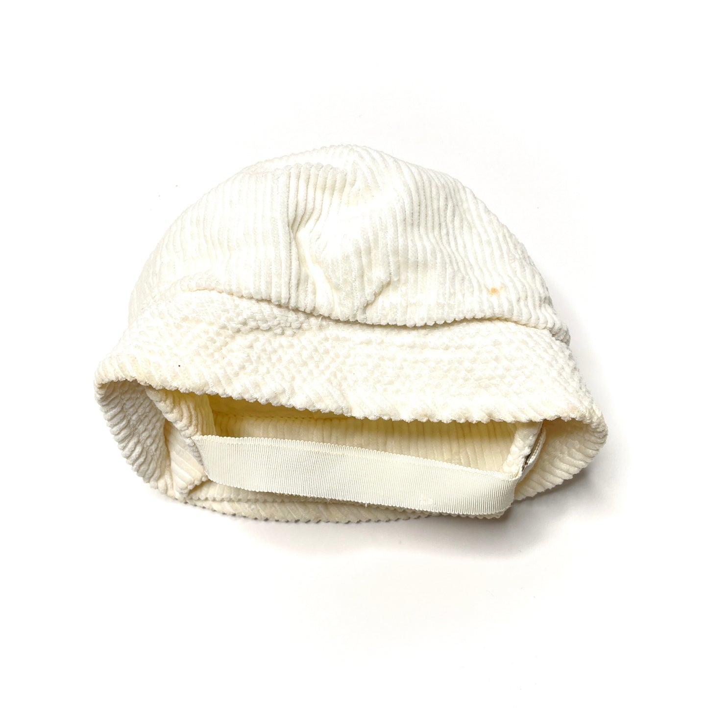 Light Cream Corduroy Brimmed Winter Cap