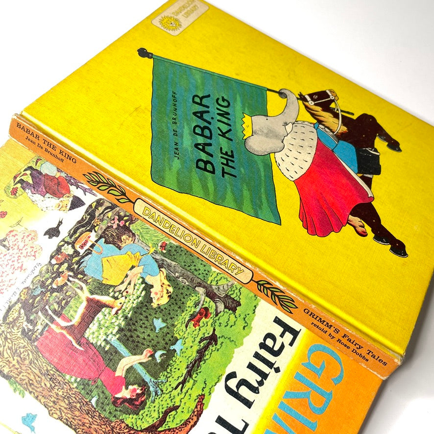 Grimm's Fairy Tales & Babar The King 1955 Illustrated Dandelion Book