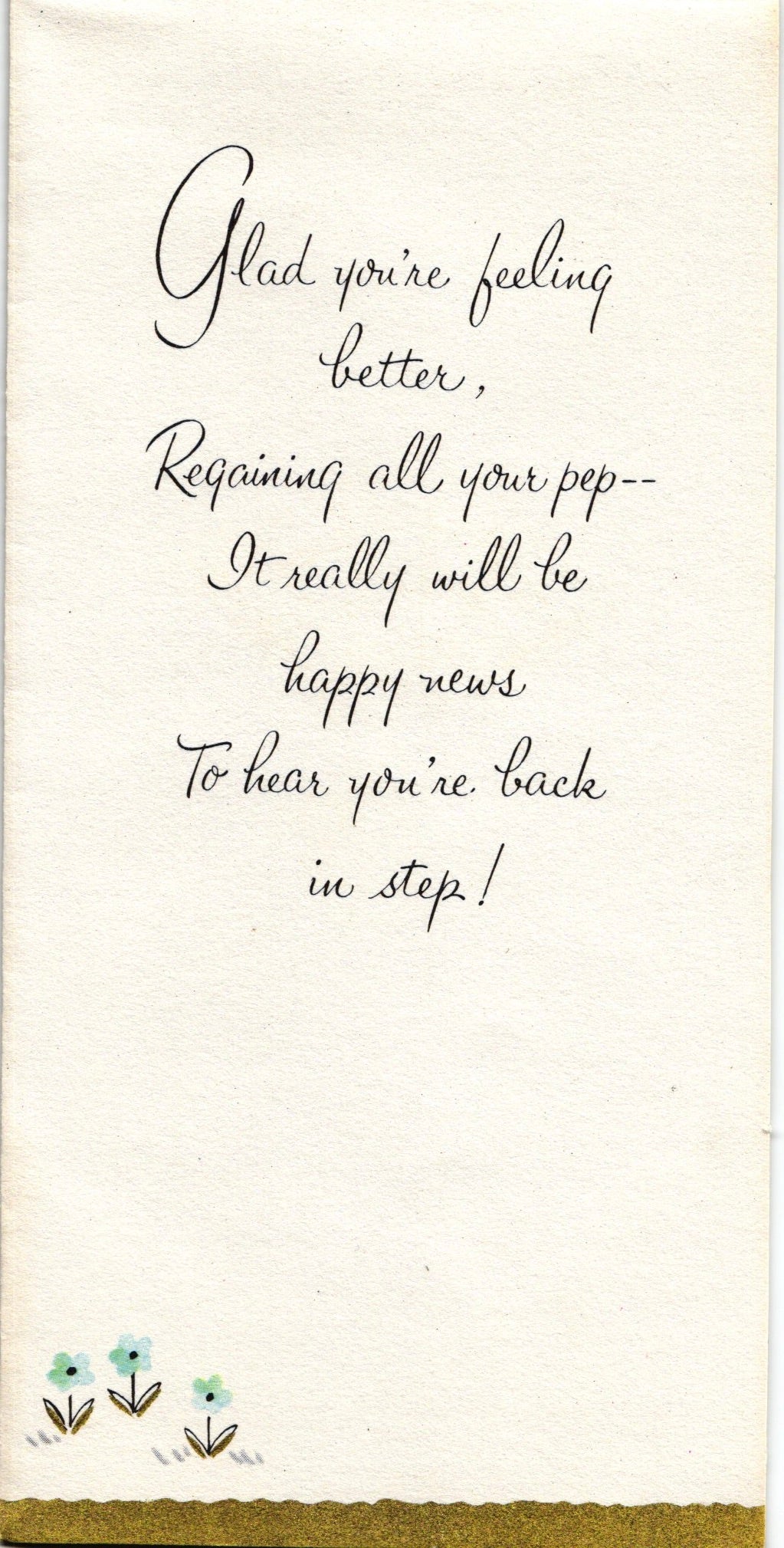 Get Well Soon - Sun Dress Lady - Textured Slim Vintage Greeting Card - Gold Stamped + Embossed