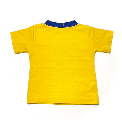 Smiley Face Embroidery Yellow Ringer Tee 4T