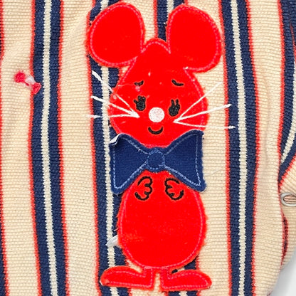 Bowtie Mouse Appliqué Striped Knit Romper 12M
