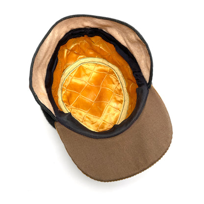 Corduroy Insulated Hunting Cap w/ Ear Flaps Vintage Winter Hat - Brown