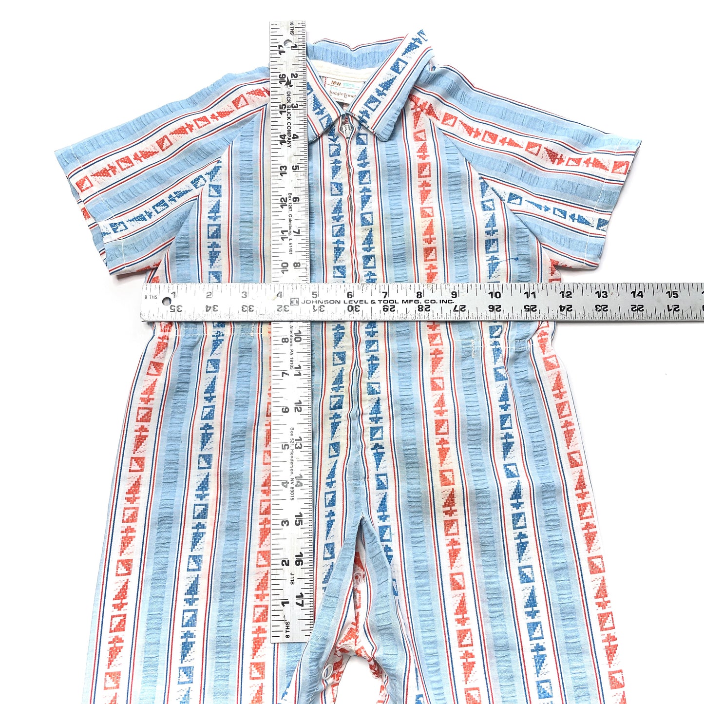 Sailboat Geometric Pattern Blue Jumpsuit *Damage* 18M