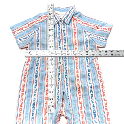 Sailboat Geometric Pattern Blue Jumpsuit *Damage* 18M