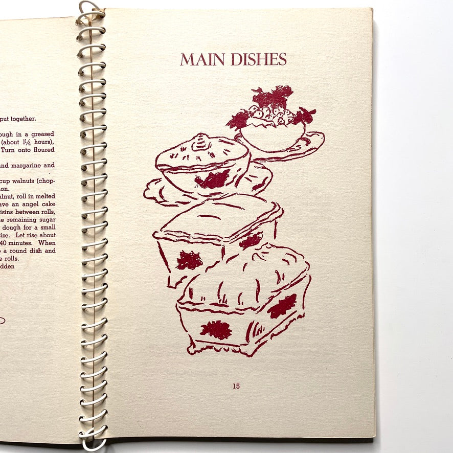 The Edward Little Band: Recipes in Rhythm Cookbook Auburn ME - 40s Vintage Illustrated Spiral Bound Recipe Book