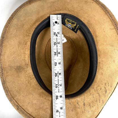 Coyote Leather Henschel Hat Brown Outdoor Rugged Braided Band Mens M Vintage USA