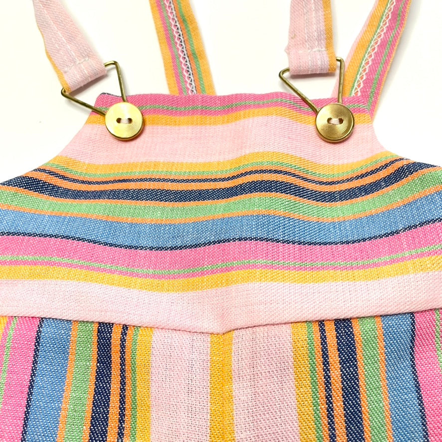 Colorful Striped Pink Linen Overalls 6-9M