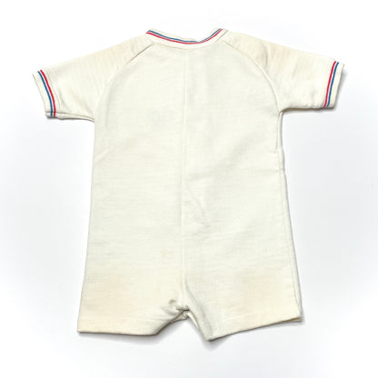 Tennis Embroidery White Knit Zipper Romper 12M