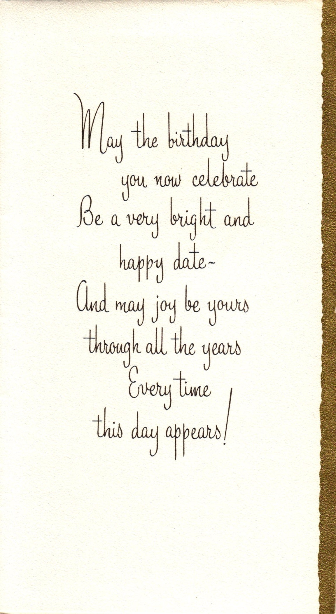 Birthday - Blue Roses - Slim Vintage Greeting Card - Gold Stamped + Embossed