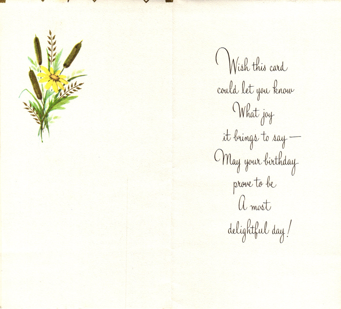Birthday - Wild Flowers - Slim Vintage Greeting Card - Gold Stamped + Embossed