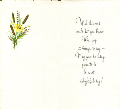 Birthday - Wild Flowers - Slim Vintage Greeting Card - Gold Stamped + Embossed