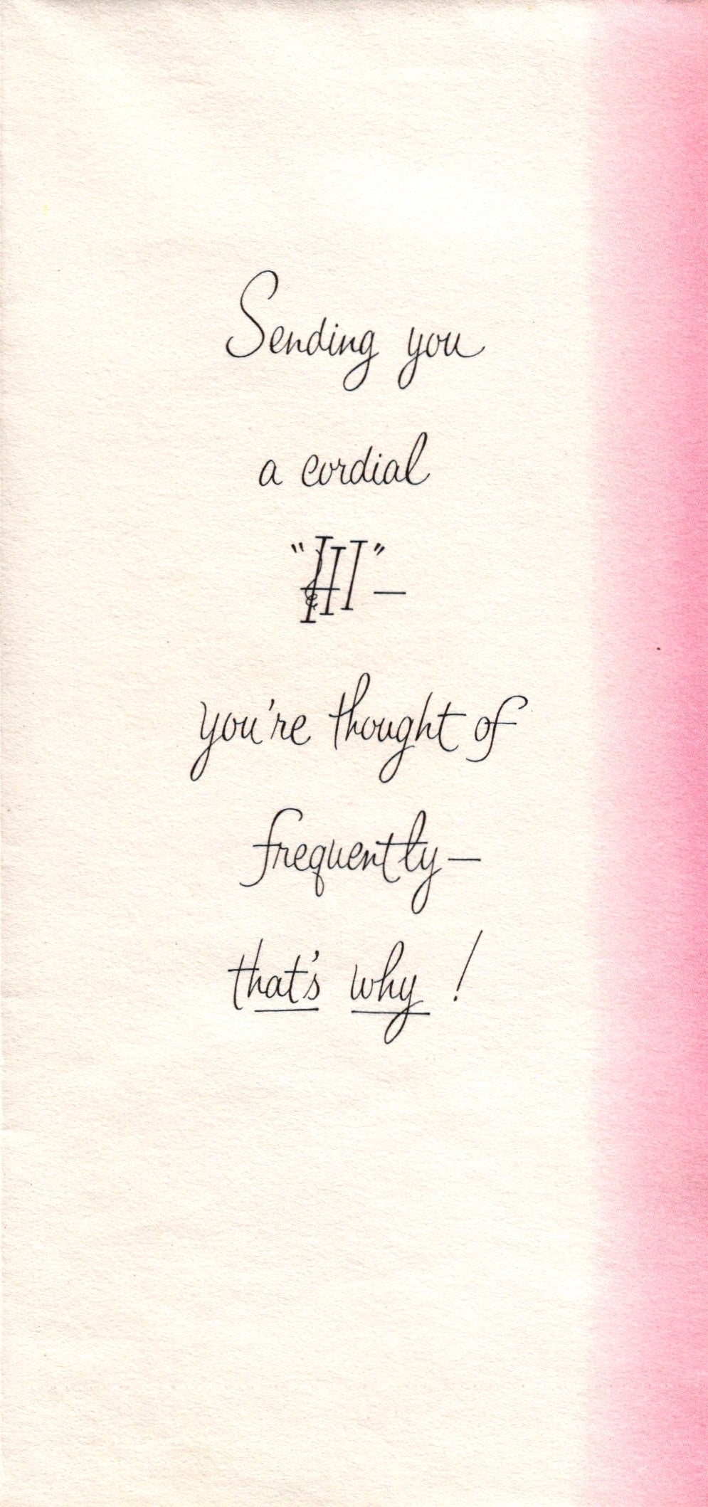 Greetings - Thinking of You - Slim Vintage Greeting Card - Gold Stamped + Embossed