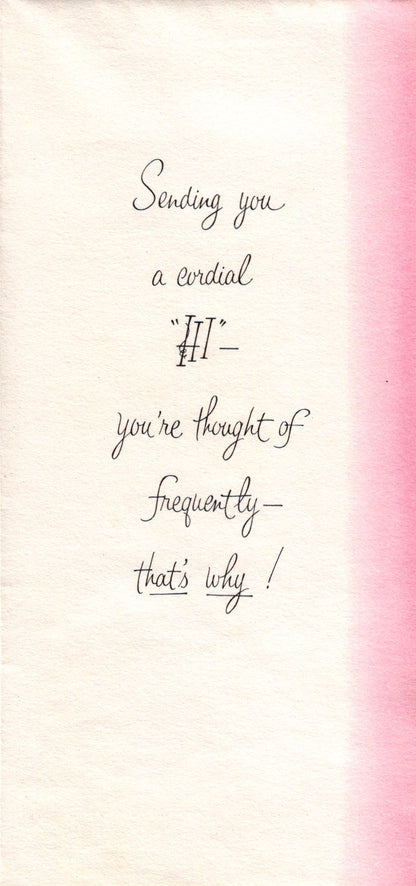 Greetings - Thinking of You - Slim Vintage Greeting Card - Gold Stamped + Embossed