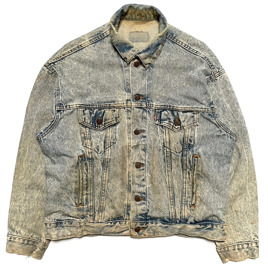 Levis Light Wash Vintage Denim Jacket Heavily Worn Distressed Acid Faded Mens L