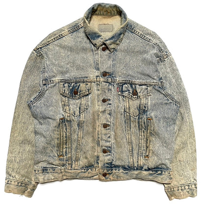 Levis Light Wash Vintage Denim Jacket Heavily Worn Distressed Acid Faded Mens L