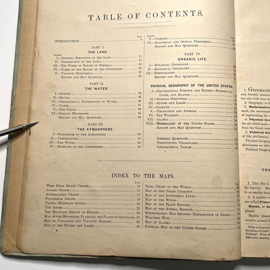 Warren's Physical Geography By D. M. Warren 1873 Cowperthwait & Co. - Antique Hardcover Illustrated Book