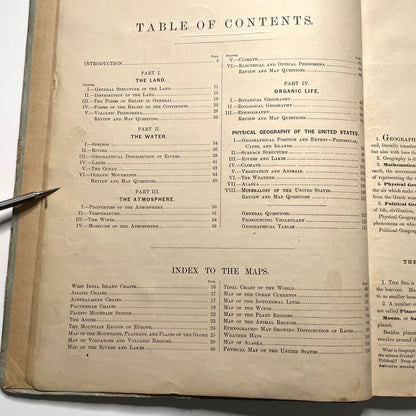 Warren's Physical Geography By D. M. Warren 1873 Cowperthwait & Co. - Antique Hardcover Illustrated Book
