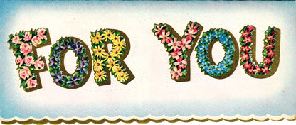 Greetings - For You - Glossy Slim Vintage Greeting Card - Gold Stamped + Embossed